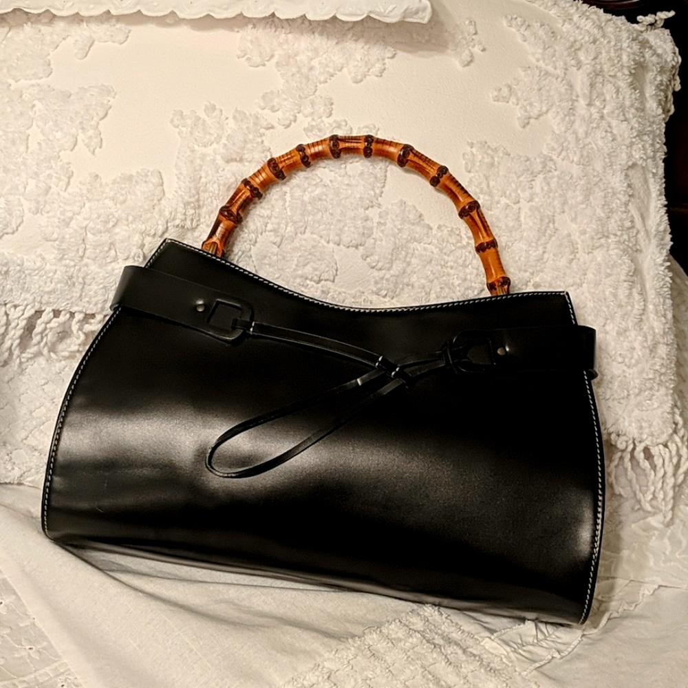Bamboo handle luxury purse